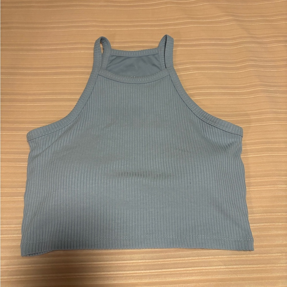 Klassy Network Light Blue Ribbed Crop Top Size S